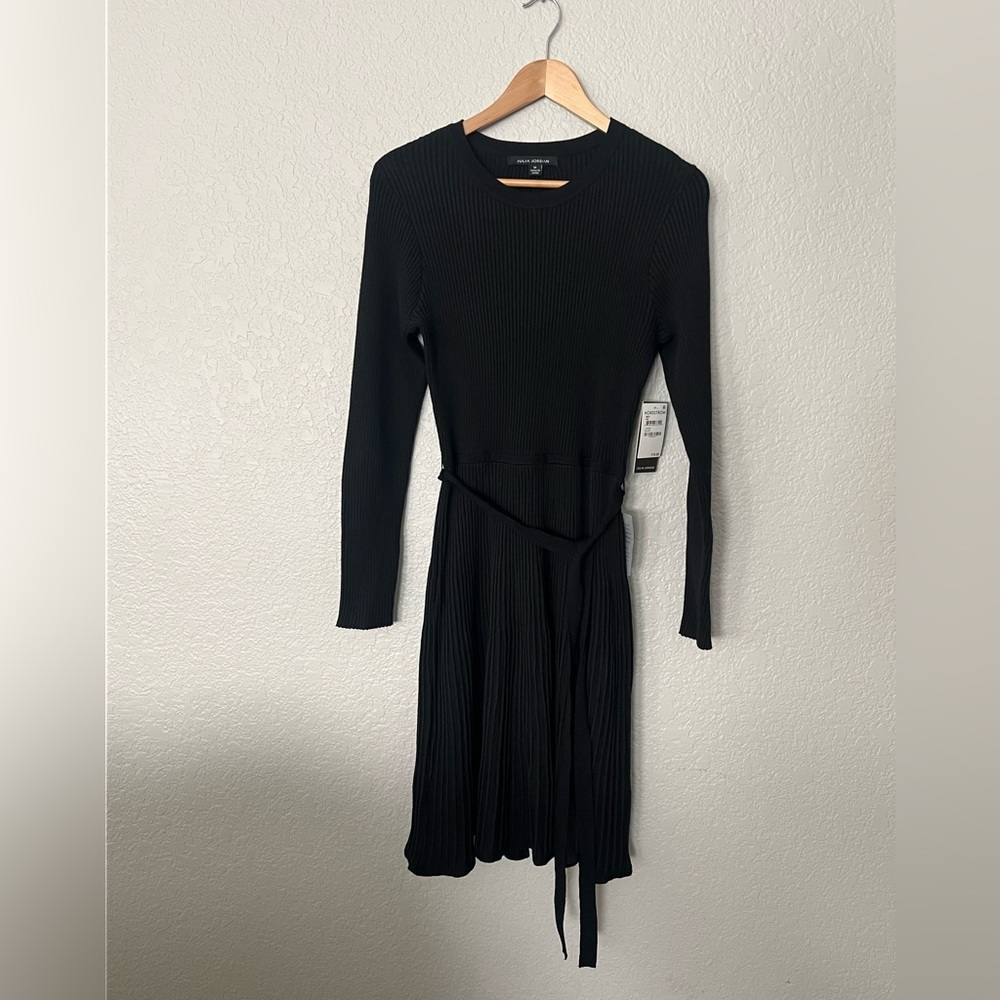 Julia Jordan Nordstroms Black Ribbed Knit Long Sleeve Dress Size Medium